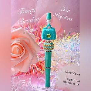 Fancy beaded pen/fancy pen/teal green purse /teal green beads